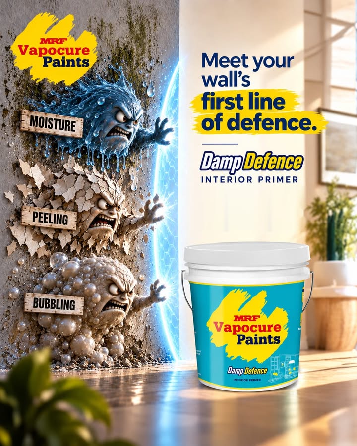With MRF Vapocure Damp Defence, give moisture, peeling, and bubbling a tough fight before they take over your walls ...