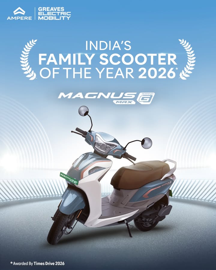 Magnus GMax wins the Family Scooter of the Year at The Times Drive Auto Summit Awards 2026 Max ed out on features,...