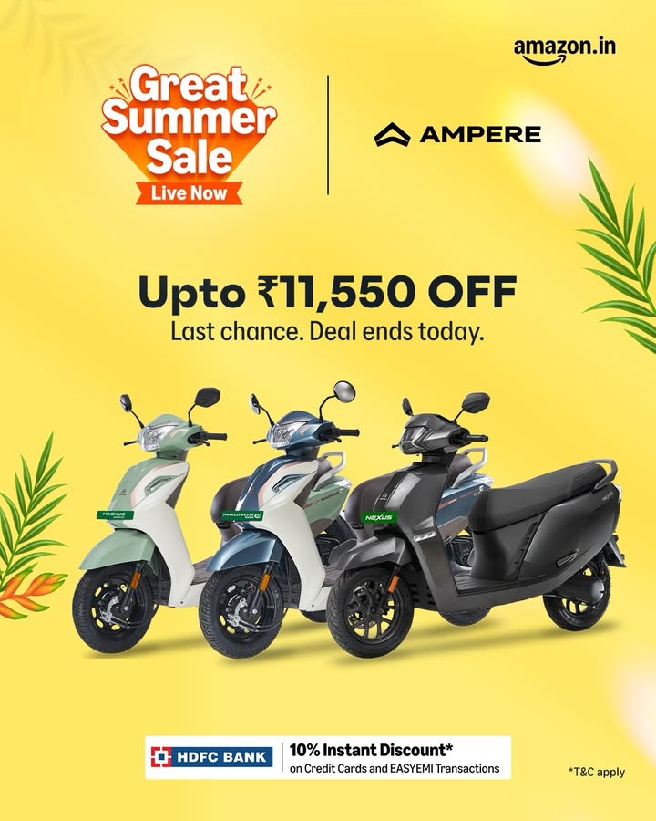 Beat the heat with an electric upgrade This Amazon Great Summer Sale, bring home an Ampere EV with exciting offers