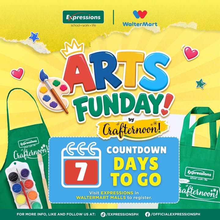 Were officially 7 DAYS AWAY ARTS FUN DAY with WalterMart Mall x Crafternoon is almost here Give your young artis...