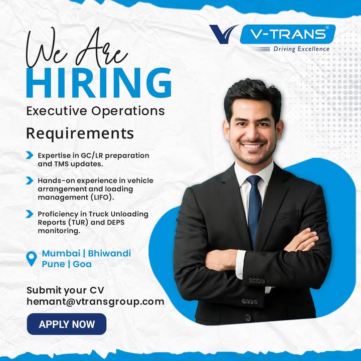 We re Hiring Executive Operations Join our teams across Mumbai, Bhiwandi, Pune Goa as an Executive Operations