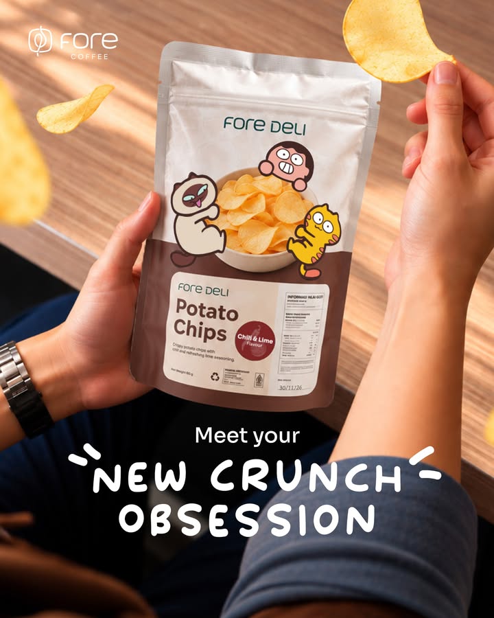 A new crunch just joined your coffee break Kini hadir Potato Chips dari Fore Deli, camilan baru yang cocok bikin momen ngo...