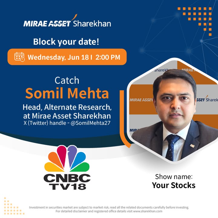 Gain valuable market insights from Mr. Somil Mehta Head, Alternate Research, at Mirae Asset Sharekhan, on TV Today. 02 00 PM YOUR STOCKS CNBC TV18 Disclaimer https rb.gy jqplkw MiraeAssetSharekhan stockmarket Gain valuable market insights from Mr. Somil Mehta Head, Alternate Research, at Mirae Asset Sharekhan, on TV Today