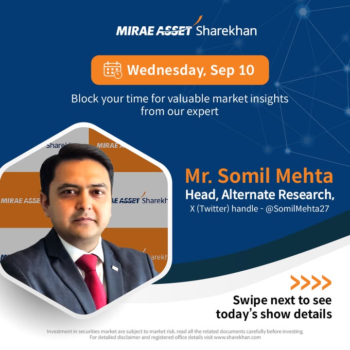 Get expert stock market insights Watch Mr. Somil Mehta, Head of Alternate Research at Mirae Asset Sharekhan, on TV today