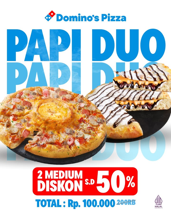 DUA Pizza , SETENGAH Harga Masih mikir Buruan Klik App, pilih 2 Medium apa aja pake kode OLO2MP80