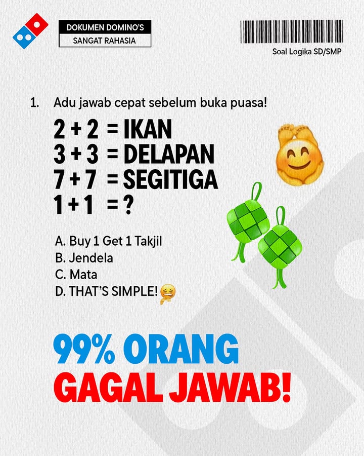 Domizen sambil nunggu ngabuburit yuk main teka teki dan PESAN SEKARANG Thats simple loh Order Dominos Pizza di s...