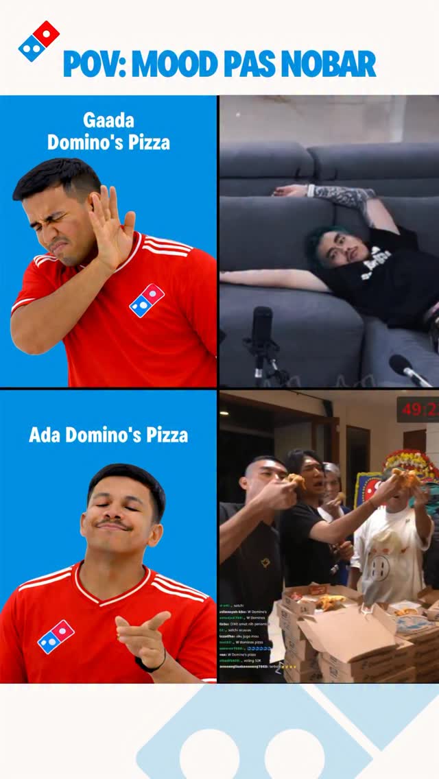 Malam ini ada nobar apa sih Apapun nobarnya, Dominos Pizza solusinya Order pizzamu buat nobar malam ini ...