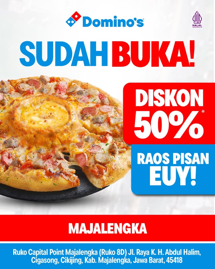 WARGA MAJALENGKA siap di goyang Dominos SUDAH BUKA di Ruok Capital Point Majalengka Ruko 8D DI...
