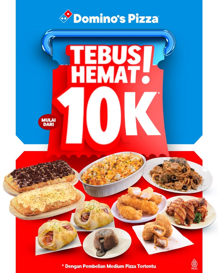 TEBUS MURAAAAH PALING CUAN, YA PUNYANYA DOMINOS Kamu bisa tebus murah sides pastanya Dominos mulai dari 10K aja ...