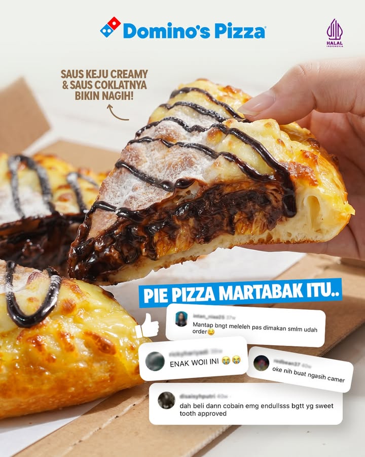 Jumat berkah gini emang paling pas makan yang manis2 kayak PIE PIZZA MARTABAK Saus creamy coklatnya dijamin bik...