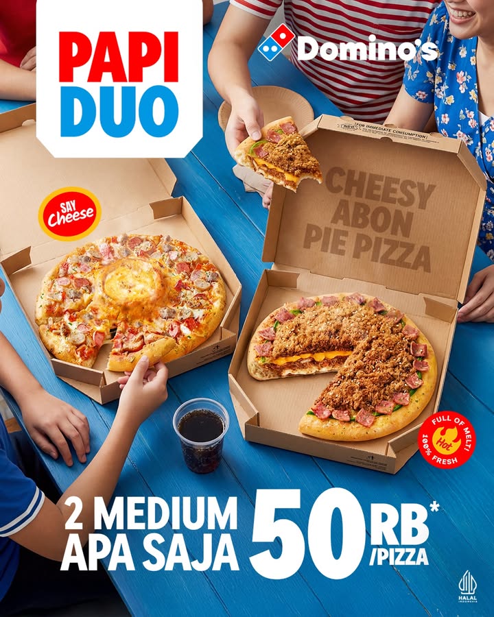 Dari gathering sampe meeting ya PAPI DUO solusinya CUMA 50rb PIZZA buat makan ramean Order pizzamu di store ter...