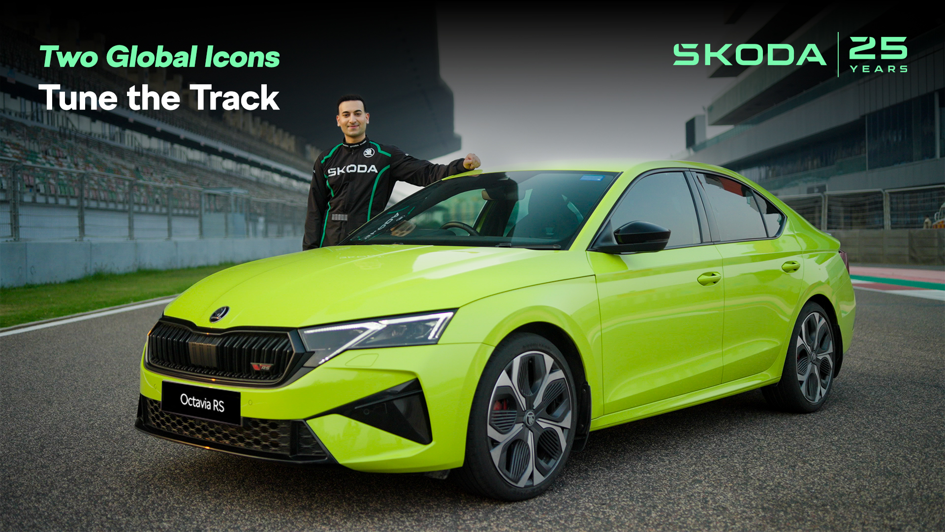  koda Octavia RS x Rishab Sharma Two global icons. Igniting a track that gets your heart racing