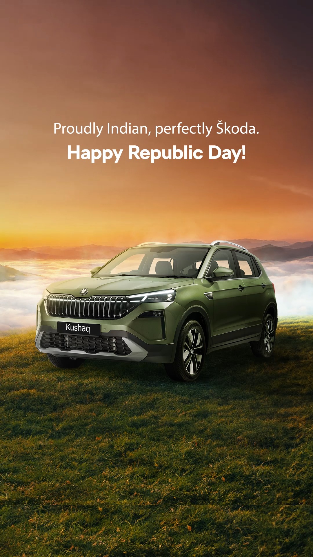 Built on values. Driven by purpose. Happy Republic Day. SkodaIndia SkodaKushaq HappyRepublicDay LetsExplore