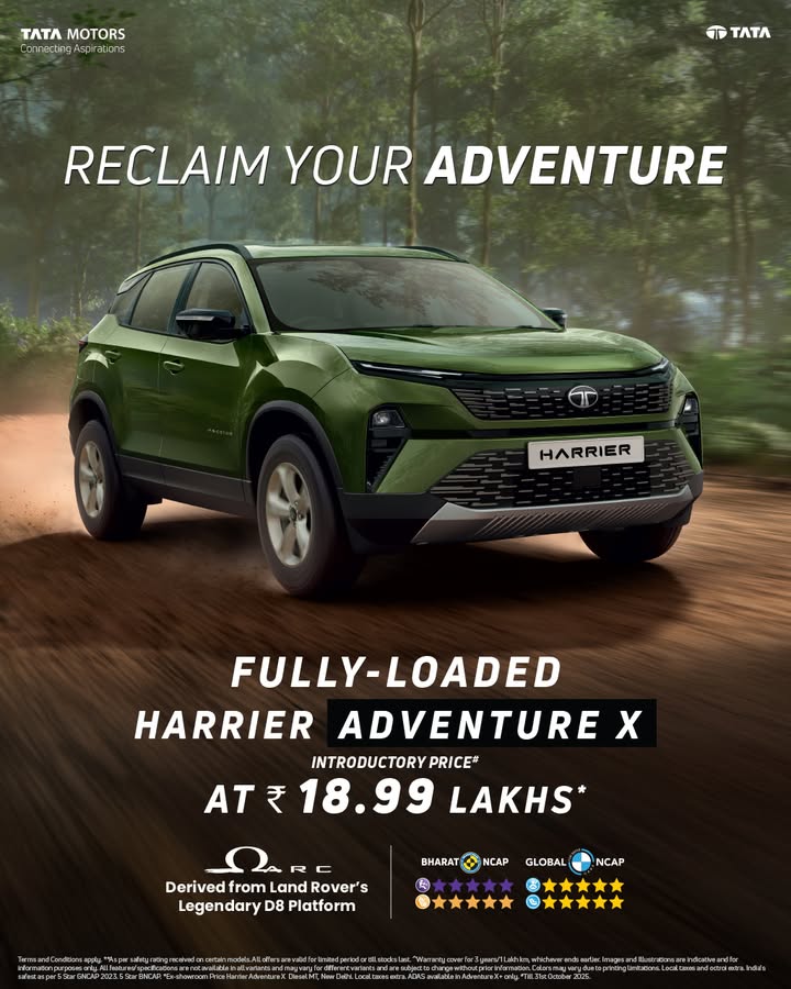 Introducing Indias most premium and fully loaded adventure SUV the Harrier Adventure X now at an unbelievable limited peri...