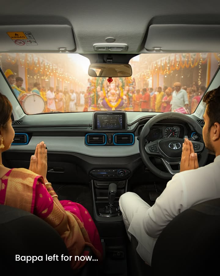 Even when Bappa leaves, his blessings drive with you in India Ki SUV Ganesha GaneshVisarjan TataPunch TataMotors Fast...
