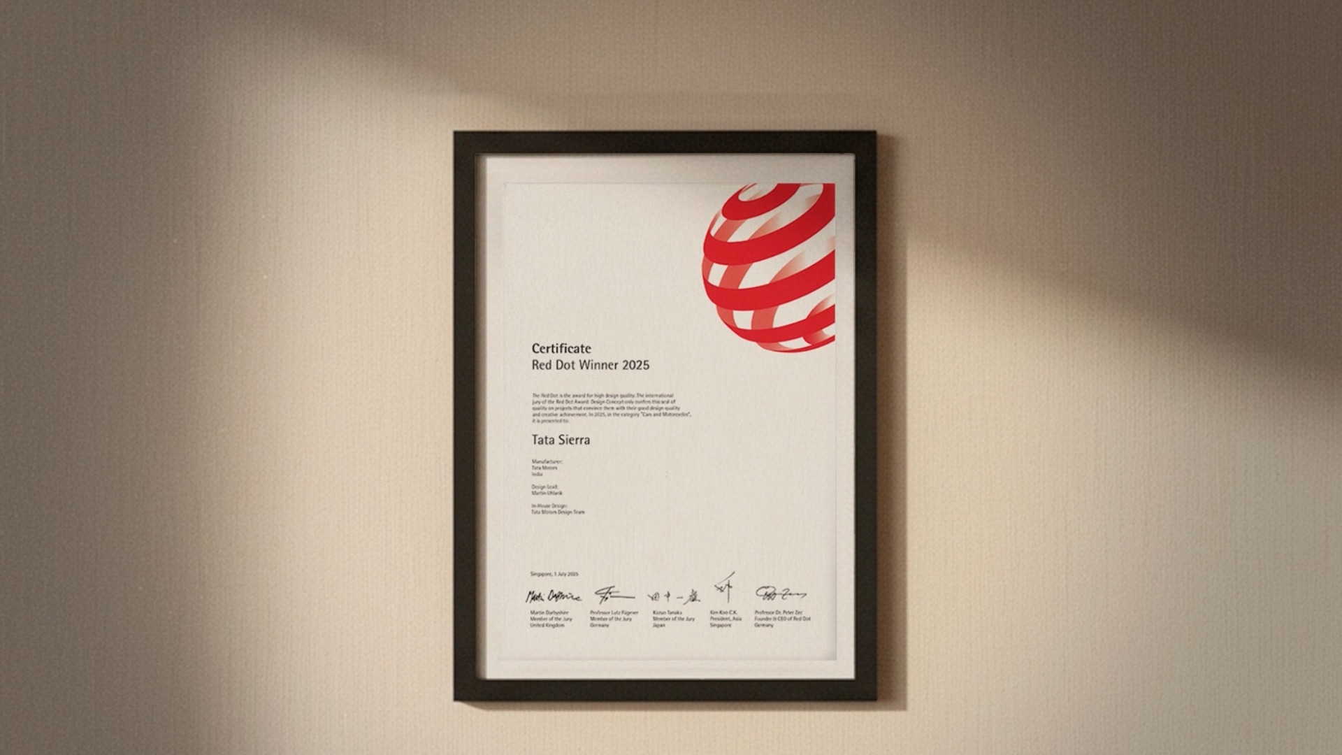 Sierra walked in, and the compliments organised themselves. The Red Dot Award simply followed protocol