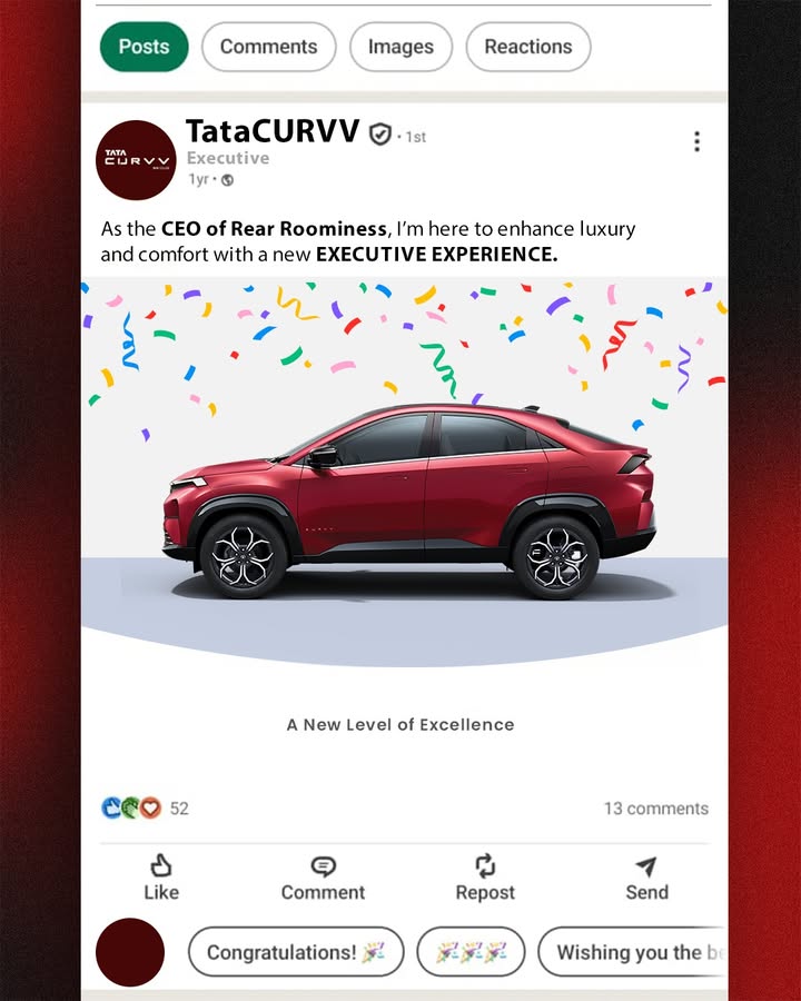 Rear seat comfort just got a new Chief EXECUTIVE Officer CURVVExecutive TataCURVV CURVV SUVCoupe TataMotors