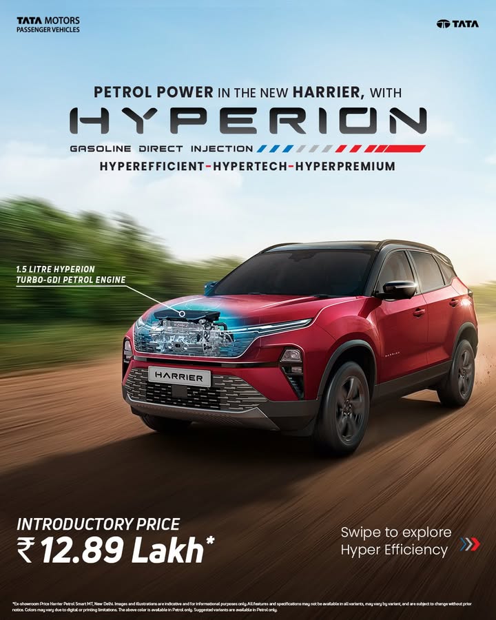 Your new Harrier Petrol, your way. Variants and shades designed to feel Hyper personal. Visit https bit