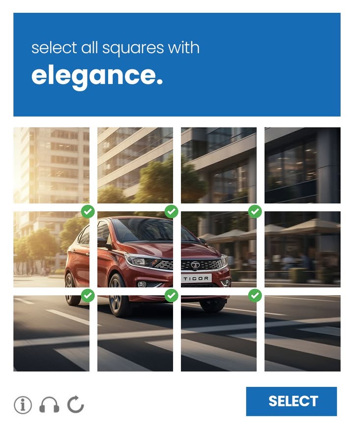 CAPTCHA test Spot the sedan for the stars Tigor TataTigor TheSedanForTheStars TataMotorsPassengerVehicles