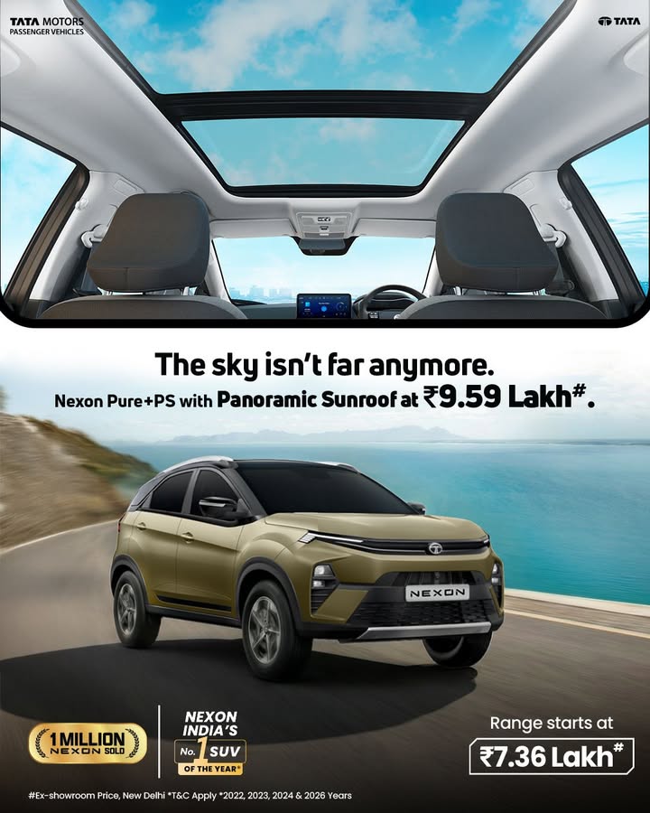 Reach for the sky with the all new Nexon Pure PS with Panoramic Sunroof. India s No