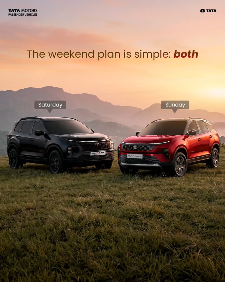 Thats how we sign off the week. Harrier and Safari ULTRA Red DARK, now in Diesel. Harrier Visit https bit