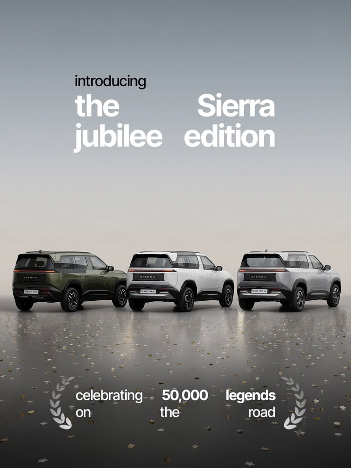 50,000 reasons to celebrate. One special way to say thank you. Presenting the Tata Sierra Jubilee Edition