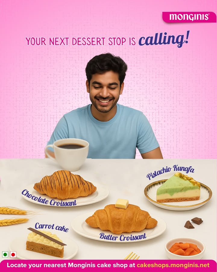 Fresh from the Oven, Made to Crave Melt in the mouth Croissants Classic Chocolate Plus, Carrot Cake Creamy Kunafa Cheesecake Now at selected Monginis stores in Mumbai cakeshops.monginis Fresh from the Oven, Made to Crave Melt in the mouth Croissants Classic Chocolate Plus, Carrot Cake Cream...