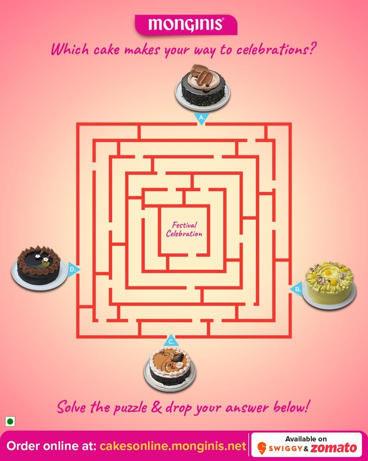 Every celebration deserves the perfect Monginis cake Can you find the right path in this maze Comment...