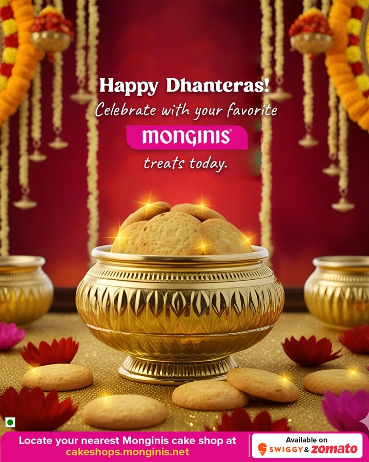 May this Dhanteras bring prosperity, happiness sweet moments to you and your loved ones. Celebrate with your favorite Monginis treats today MonginisMagic Dhanteras2025 FestiveJoy SweetCelebrations MonginisCelebrations  May this Dhanteras bring prosperity, happiness sweet moments to you and your loved ones