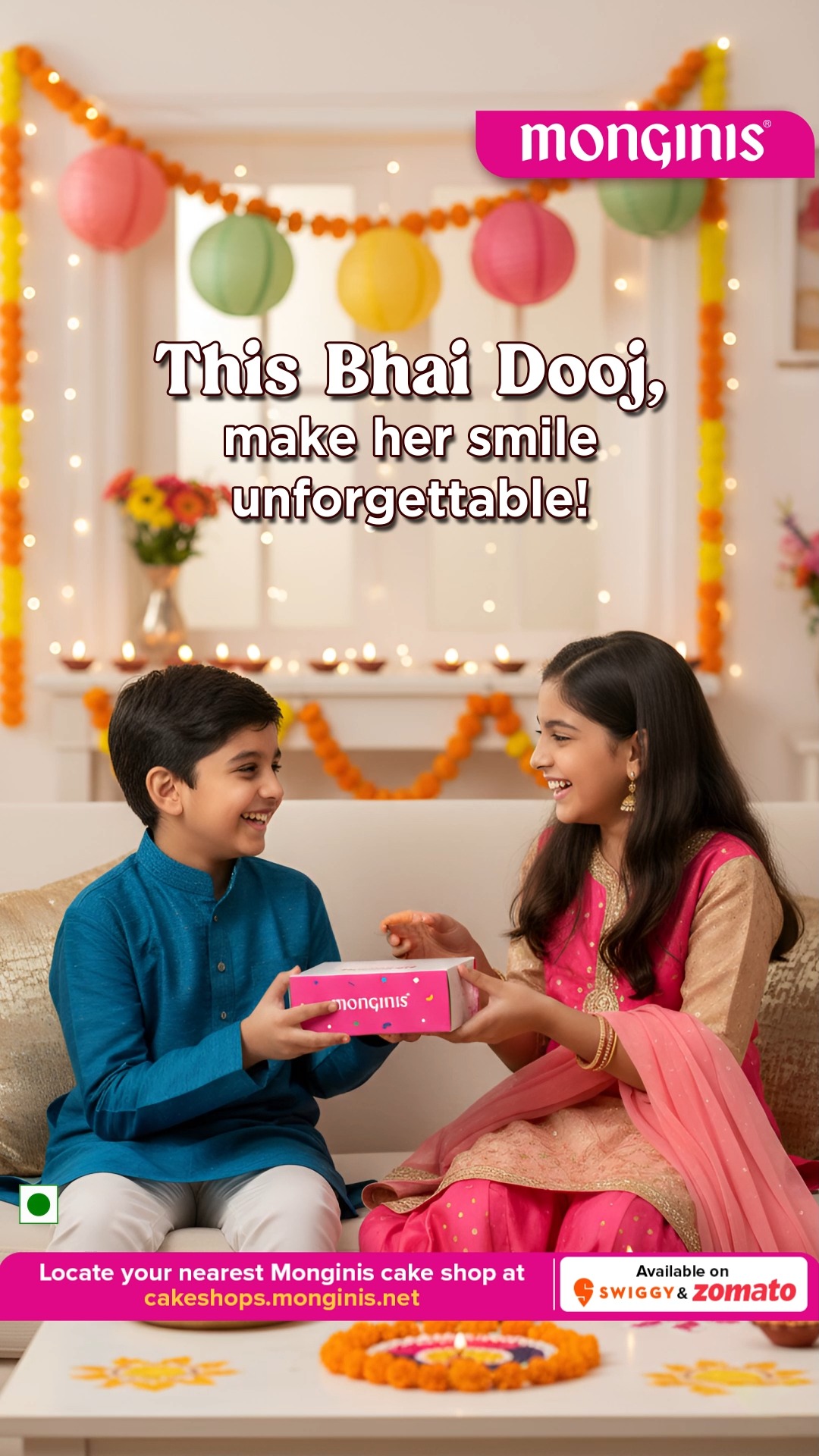 Make this Bhai Dooj unforgettable Surprise your sister with her favorite Monginis cake and create memories shell cherish forever Make this Bhai Dooj unforgettable Surprise your sister with her favorite Monginis cake and create memories shell cheri...