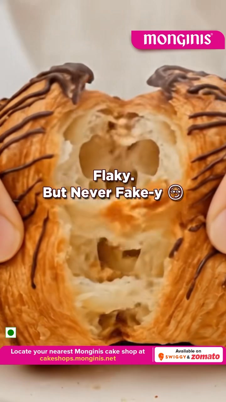 Flaky layers. Buttery taste. Pure indulgence Say hello to your new festive obsession Monginis Croissants Available now at your nearest Monginis store Flaky layers. Buttery taste