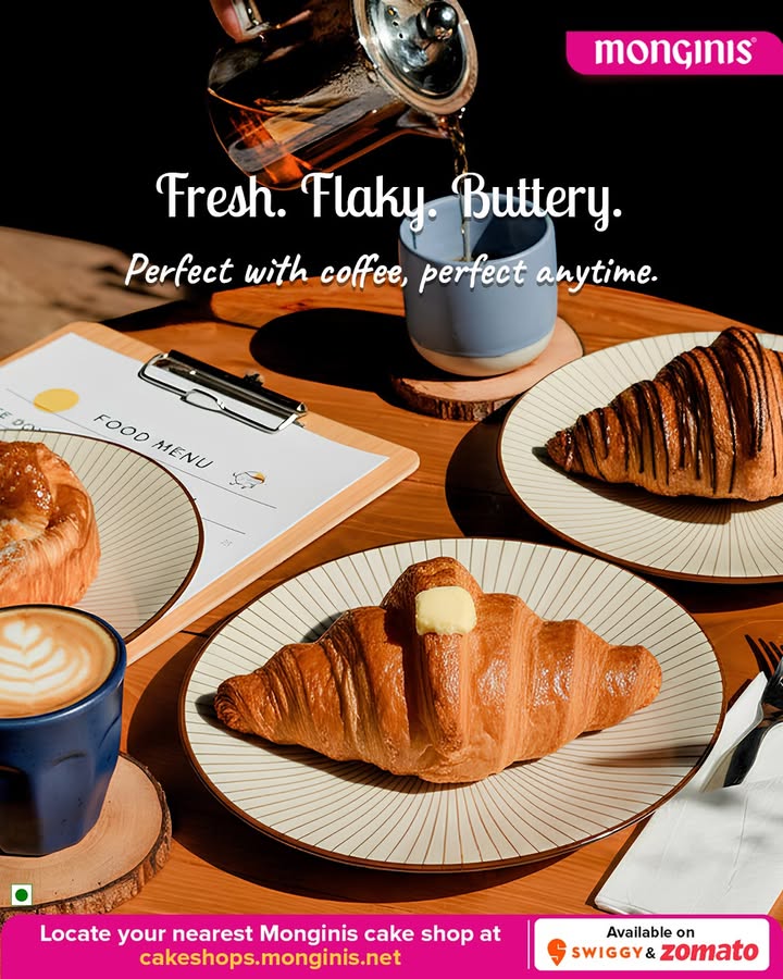 Flaky, buttery, fresh Your croissant craving has one answer Monginis. Visit today at cakeshops.monginis