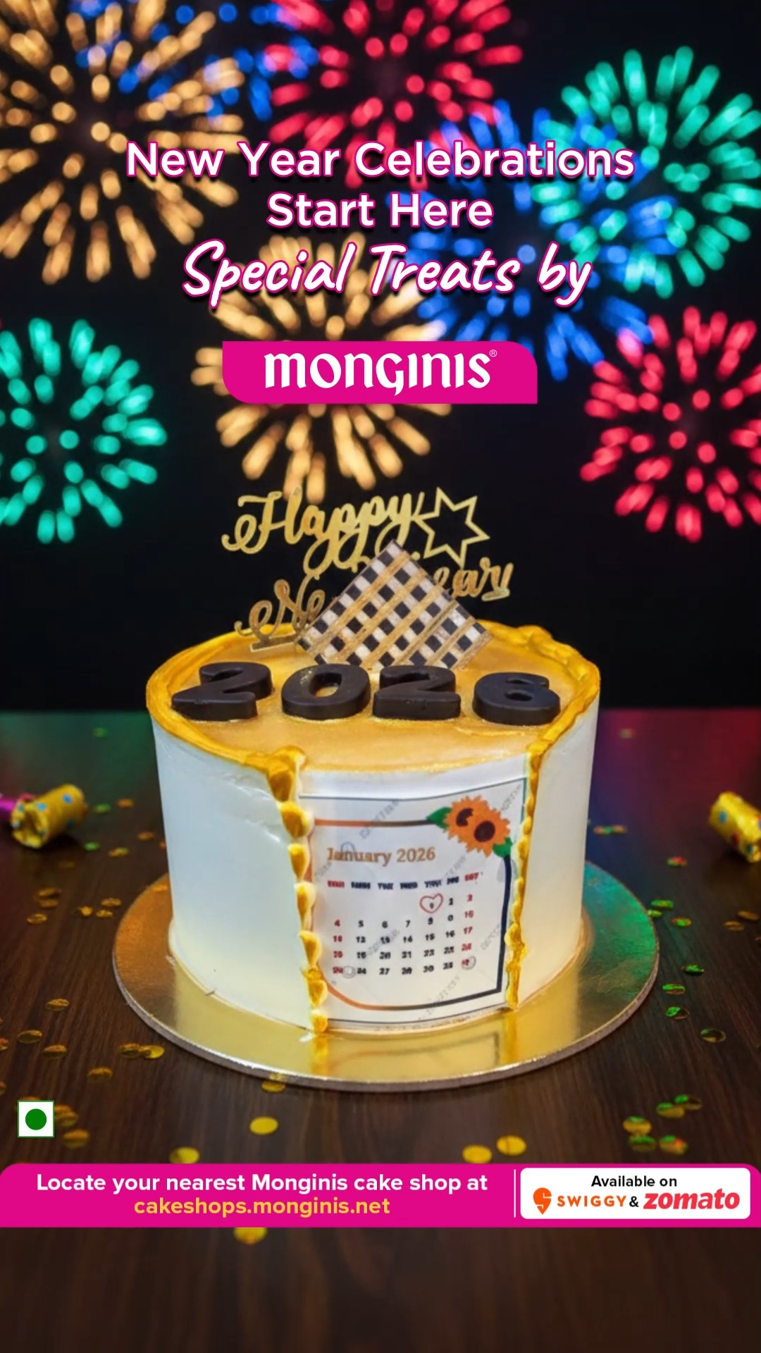 The countdown to New Year has begun Make your celebrations sweeter with delicious cakes, desserts festive treats...