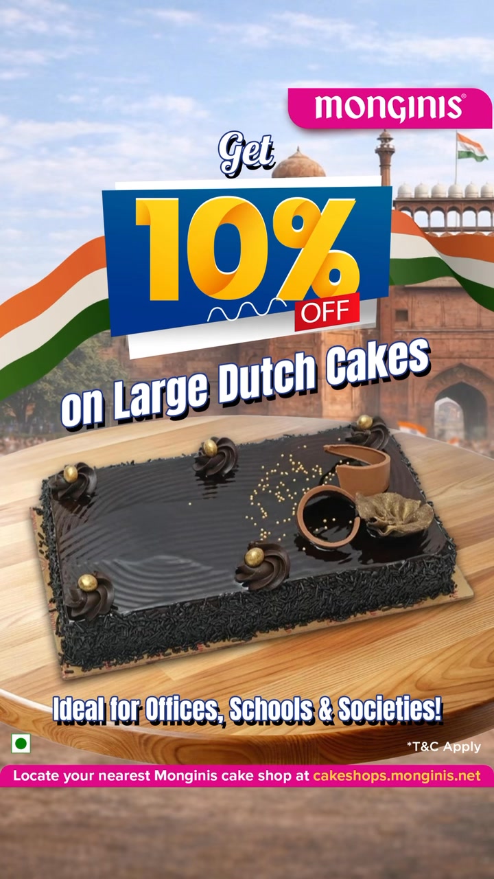 Big celebrations deserve a Big Cake Get 10 OFF on our Large Dutch Cake this Republic Day