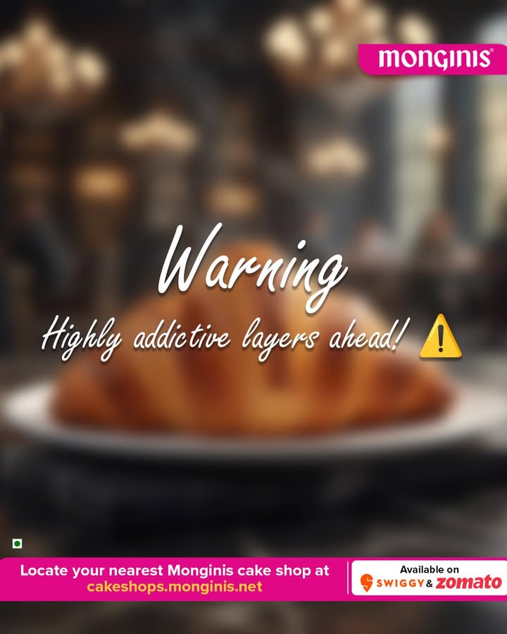 Our signature Monginis Croissants are crispy, buttery, and waiting for you. Available at all Monginis outlets