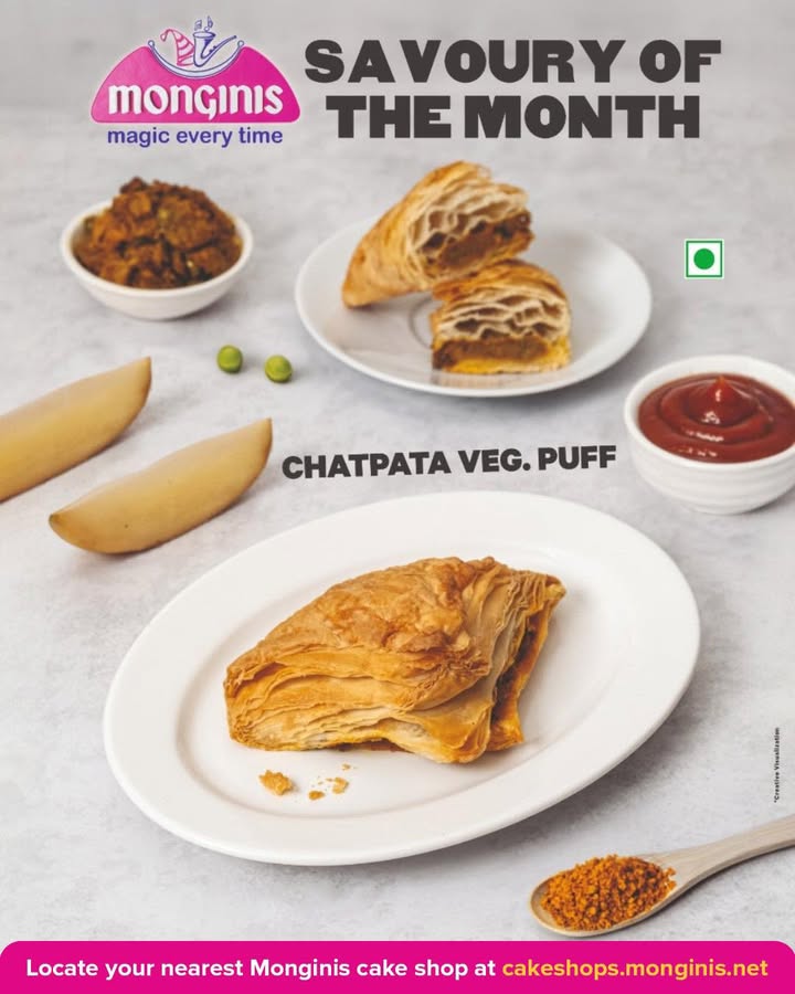 Flaky on the outside, chatpata on the inside Say hello to your new snack obsession Veg Puff by Monginis Visit yo...