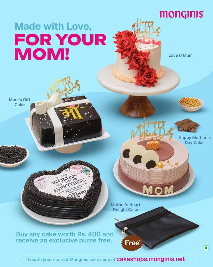 Made with love, just like Maa This Mothers Day, celebrate her sweetness with Monginis cakes