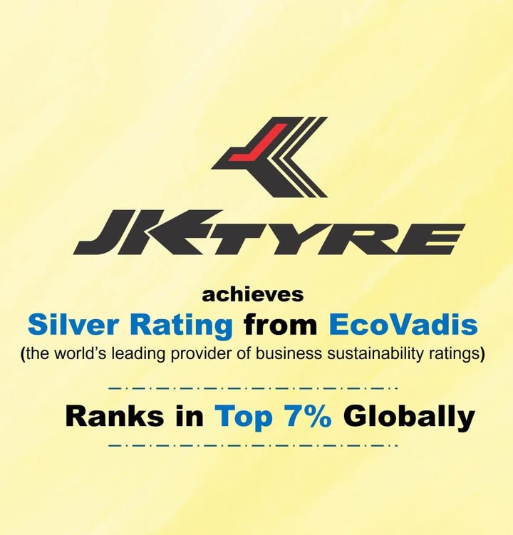 Proud to share that JK Tyre has been awarded the Silver Rating by EcoVadis, the worlds leading provider of business sustaina...