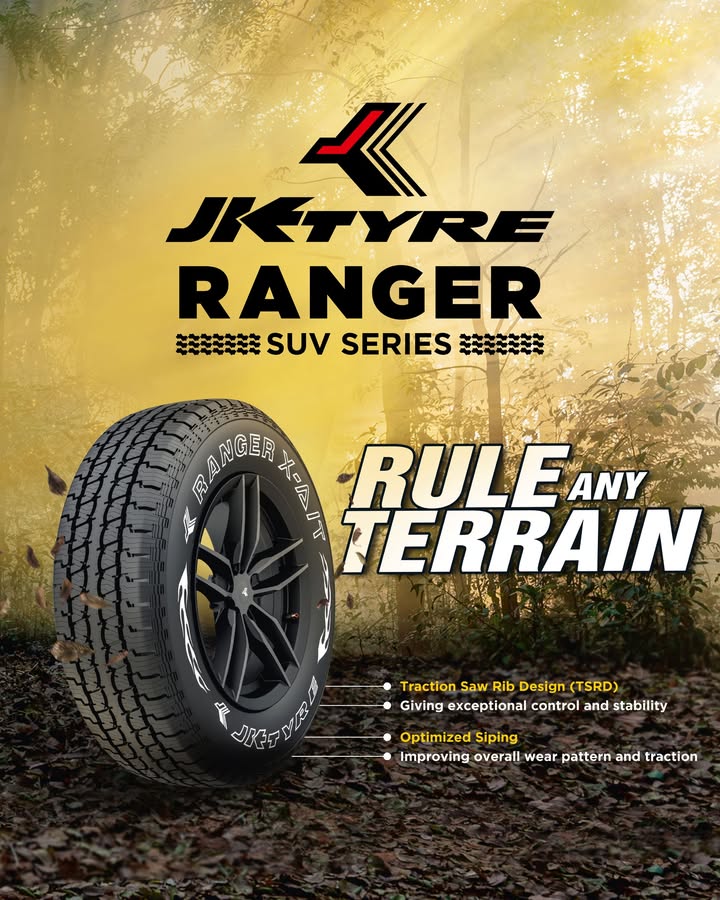No matter where the road takes you, Ranger is ready to take it on. JKTyre TotalControl RangerSUVSeries
