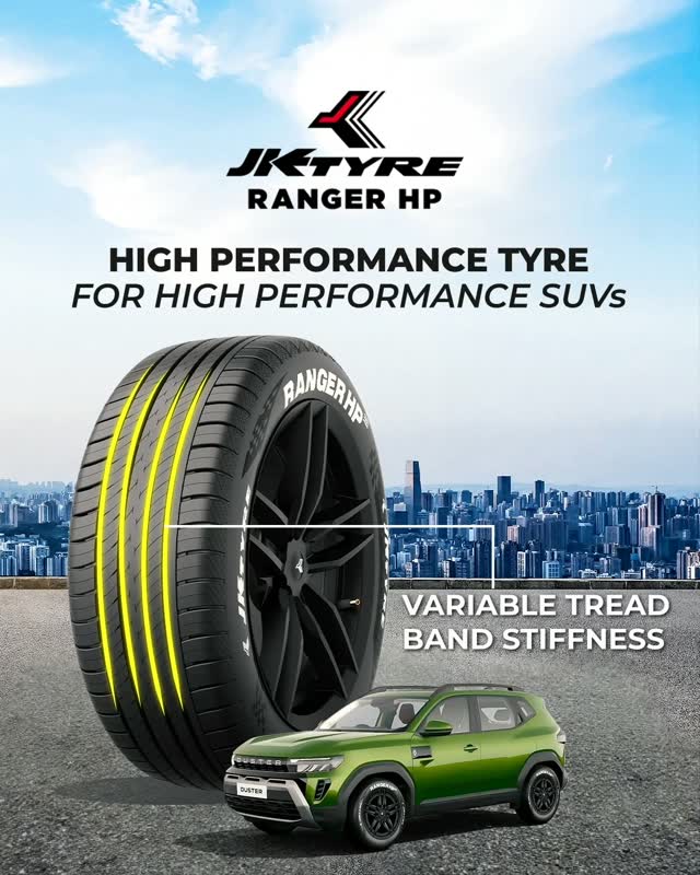 Grip that holds its ground. Performance that takes you further. JK Tyre Ranger HP, engineered to give control to your SUV