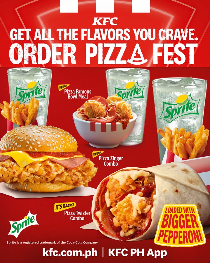 Satisfy all your cravings with KFC Pizza Fest, loaded with bigger pepperoni and packed with flavor. Order yours today 