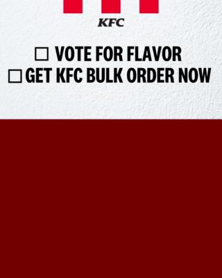 One vote we can all agree on KFCs finger lickin good flavors Book your KFC Bulk Order now for pick up or take out and fuel...