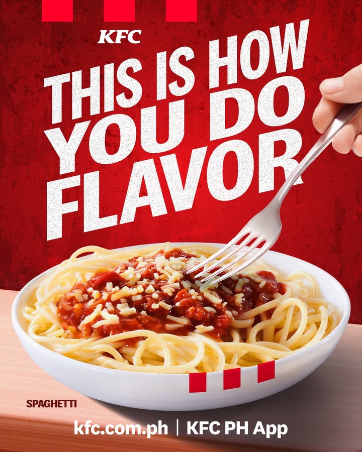 Get your finger lickin good fix for your pasta cravings KFC Spaghetti is packed with flavor and sauce, just how you crave i...