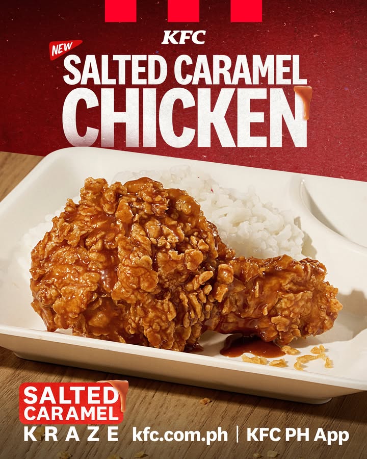 Salted caramel on KFC Hot Spicy Chicken Crazyyyy BUT CRAZY GOOOOD Get your Salted Caramel Chicken fix today 