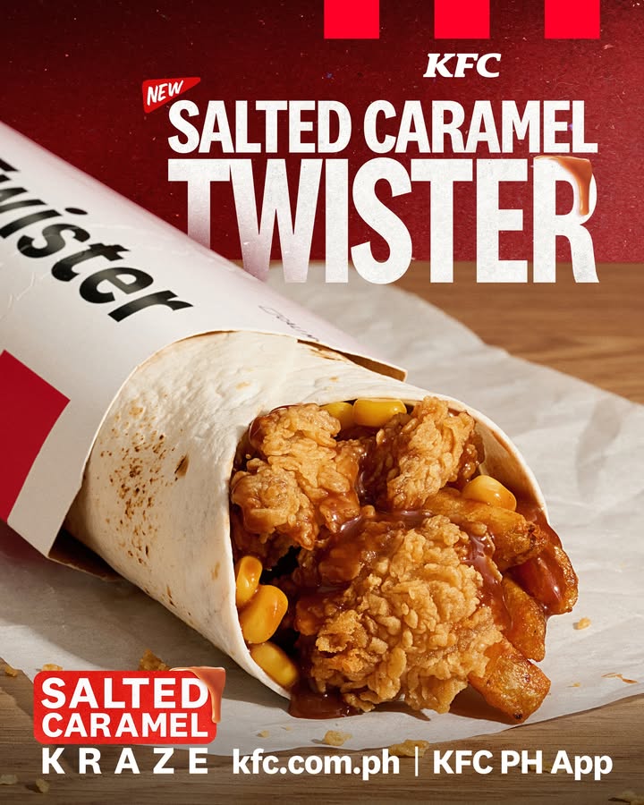 KFC Twister with salted caramel sauce Now thats a crazy good twist Try the NEW KFC Salted Caramel Twister today. 