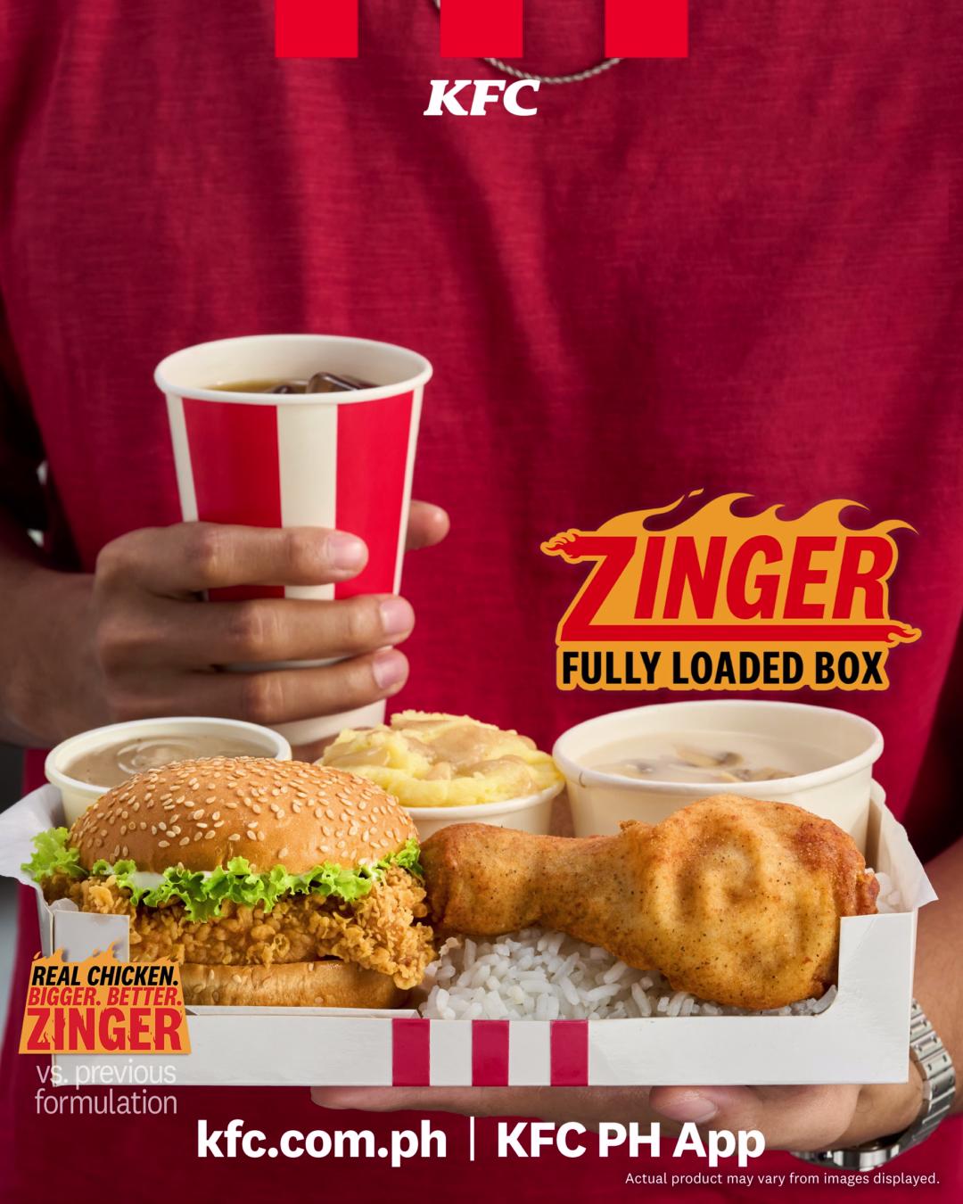 Dont choose just one craving to satisfy, get them all with KFC Zinger Burger Fully Loaded Box
