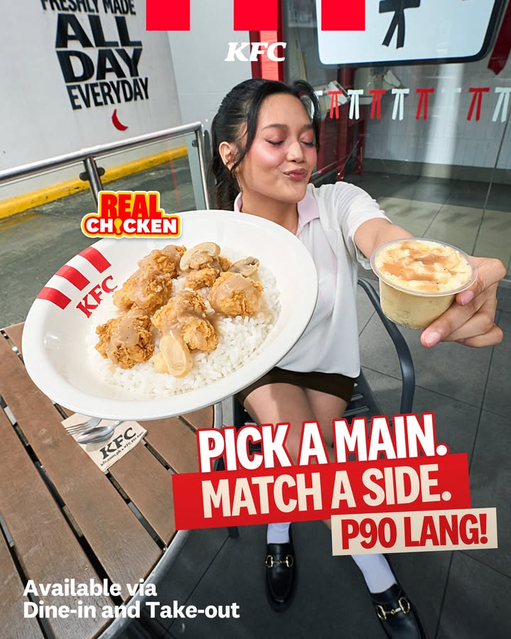 Satisfy your cravings with KFC Match Ups Pick a main and match it up with 42 combinations to choose from Starting at P90 l...