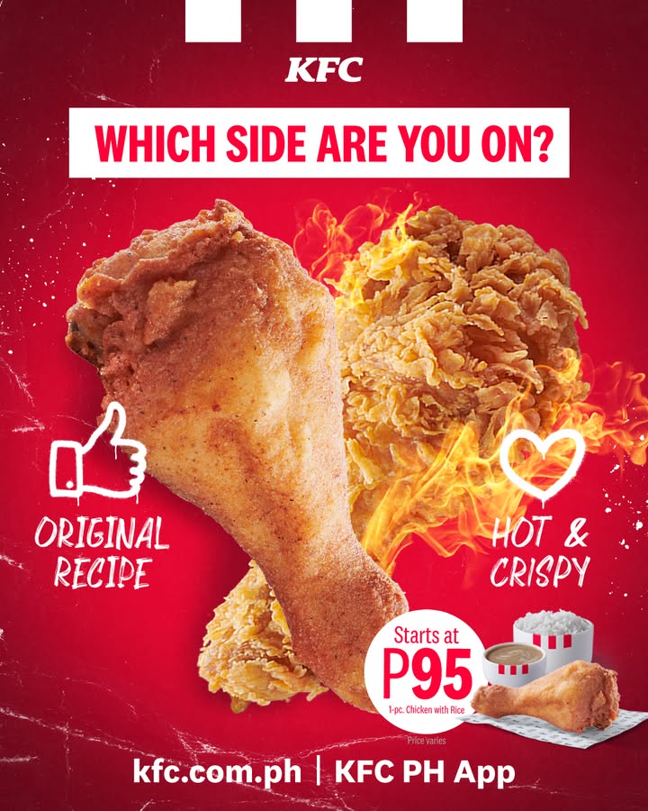Are you an OG or do you like it spicy Regardless of choice, you get unmatched value at KFC because both start at P95 w...