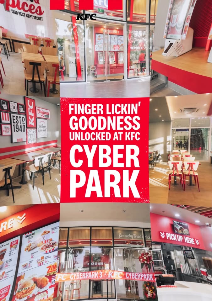 Cyberpark 3 just got a major upgrade Swing by our newest KFC at G F, Space 1 2, CyberPark Tower 3, General Aguin...