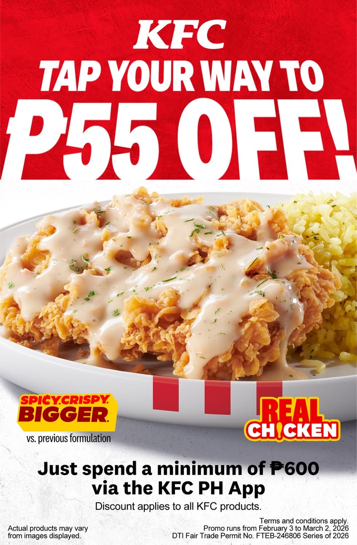 CRAVE AND SAVE ALL THE WAY Score 55 OFF your order when you order a min. purchase of 600 via kfc.com